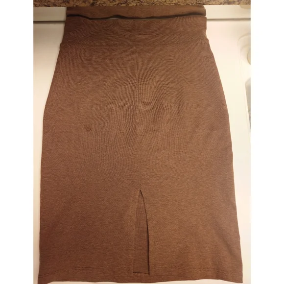 NWOT Heather Brown LABIJOU Bodycon Pencil Skirt S High Waist Stretch Midi / Knee - Picture 6 of 9